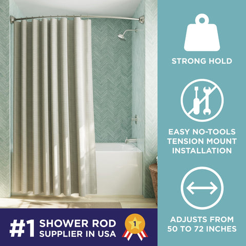 Zenna Home curved shower rod with tool-free install for quick setup