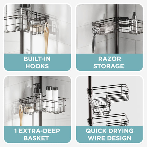 Zenna Home rust-resistant steel construction lasts in humid bathrooms.
