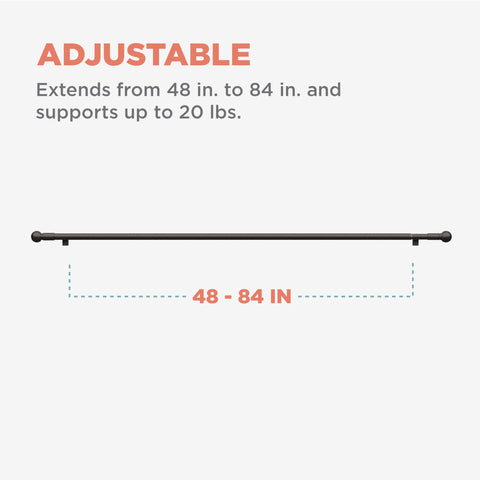 Zenna Home rust-resistant rod maintains a sleek look in humid spaces.
