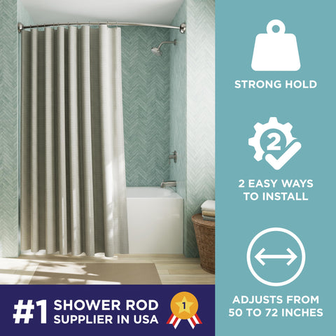 Zenna Home tension-mount installation demonstrates quick, tool-free setup.