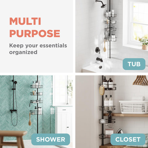 Zenna Home 60-97 inch tension pole fits a wide range of showers.