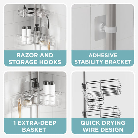 Zenna Home built-in hooks keep towels within reach.