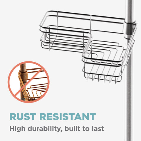 Zenna Home rust-resistant caddy resists moisture in humid bathrooms.
