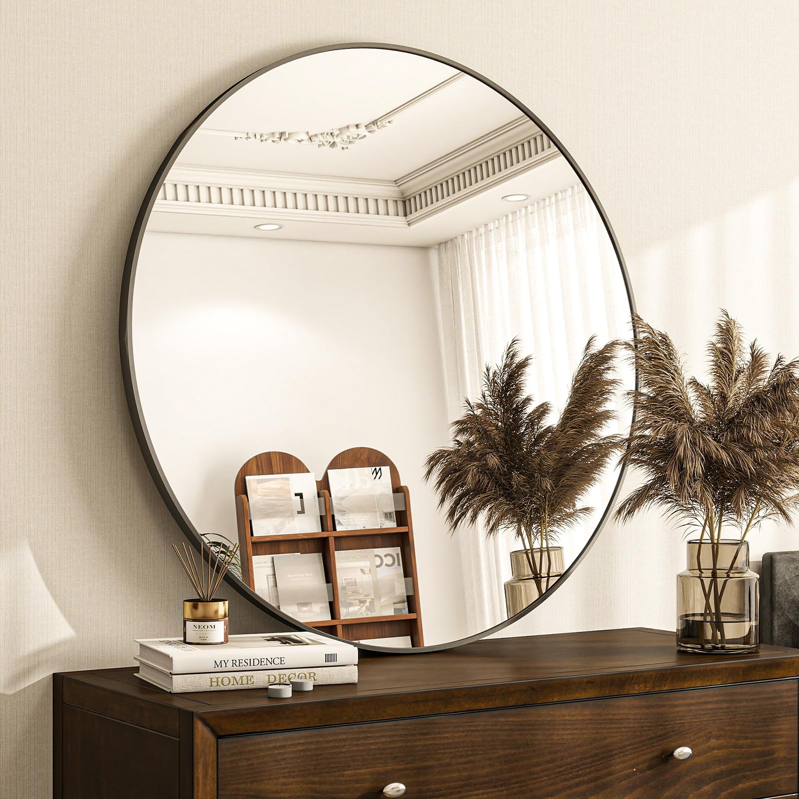 ZENOMIRRIS living room wall mirror brightens space and acts as a decorative accent