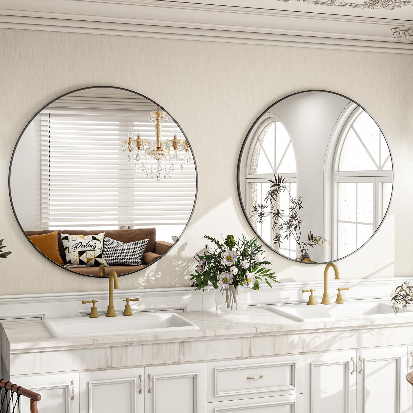 ZENOMIRRIS makeup-ready round mirror for quick grooming with clear reflection