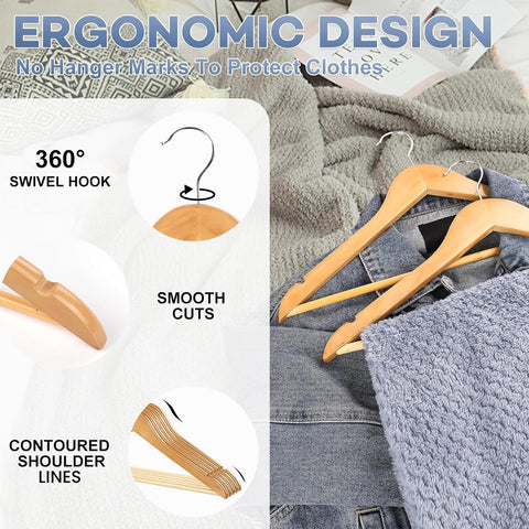 ZENOWICK wooden hanger for trousers offers strong support and shape retention.