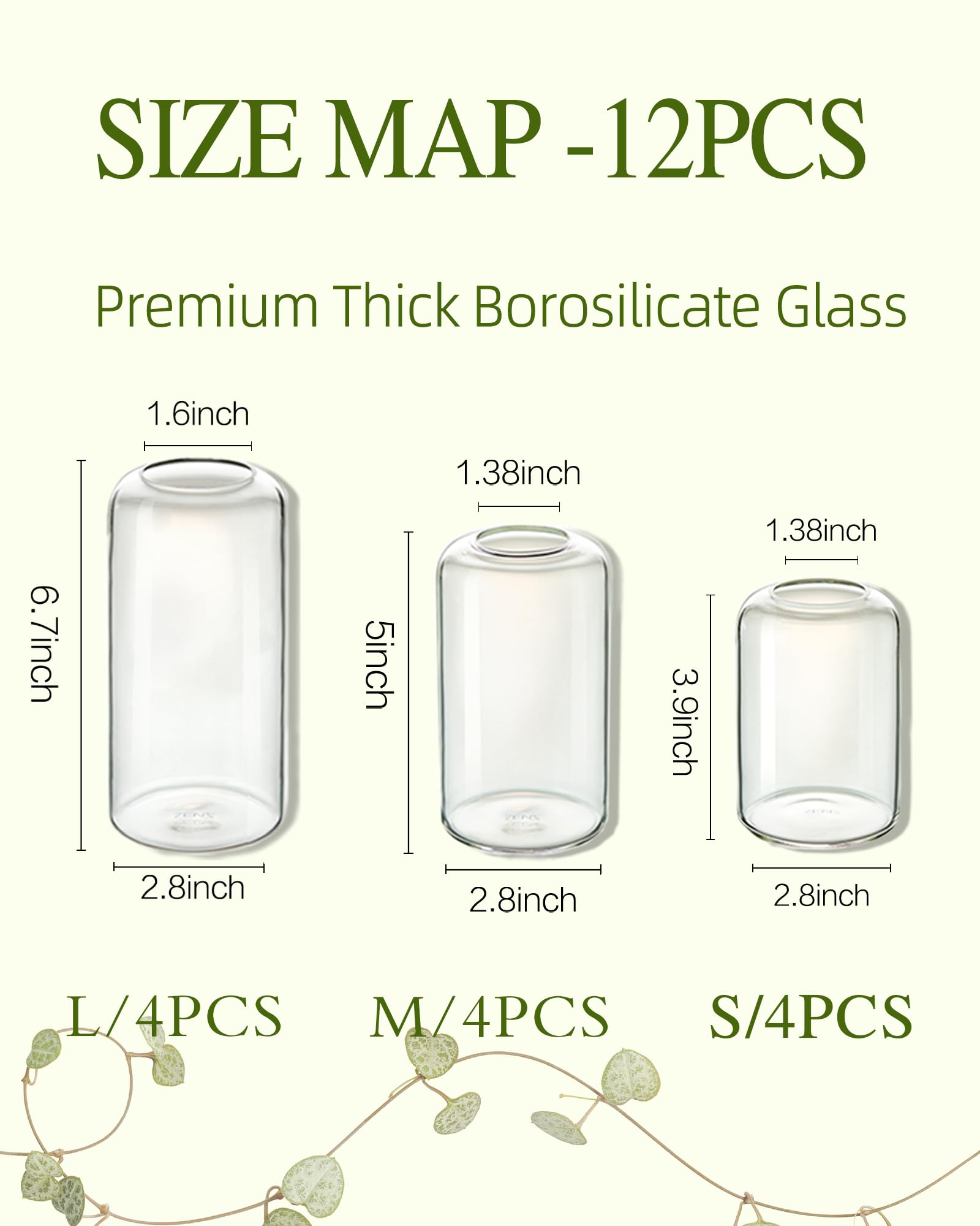 ZENS clear cylinder vases ideal with string lights or candles.