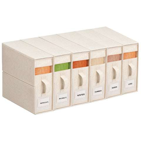 ZenStorage 6Pack linen sheet organizers with window for quick set identification and protection.