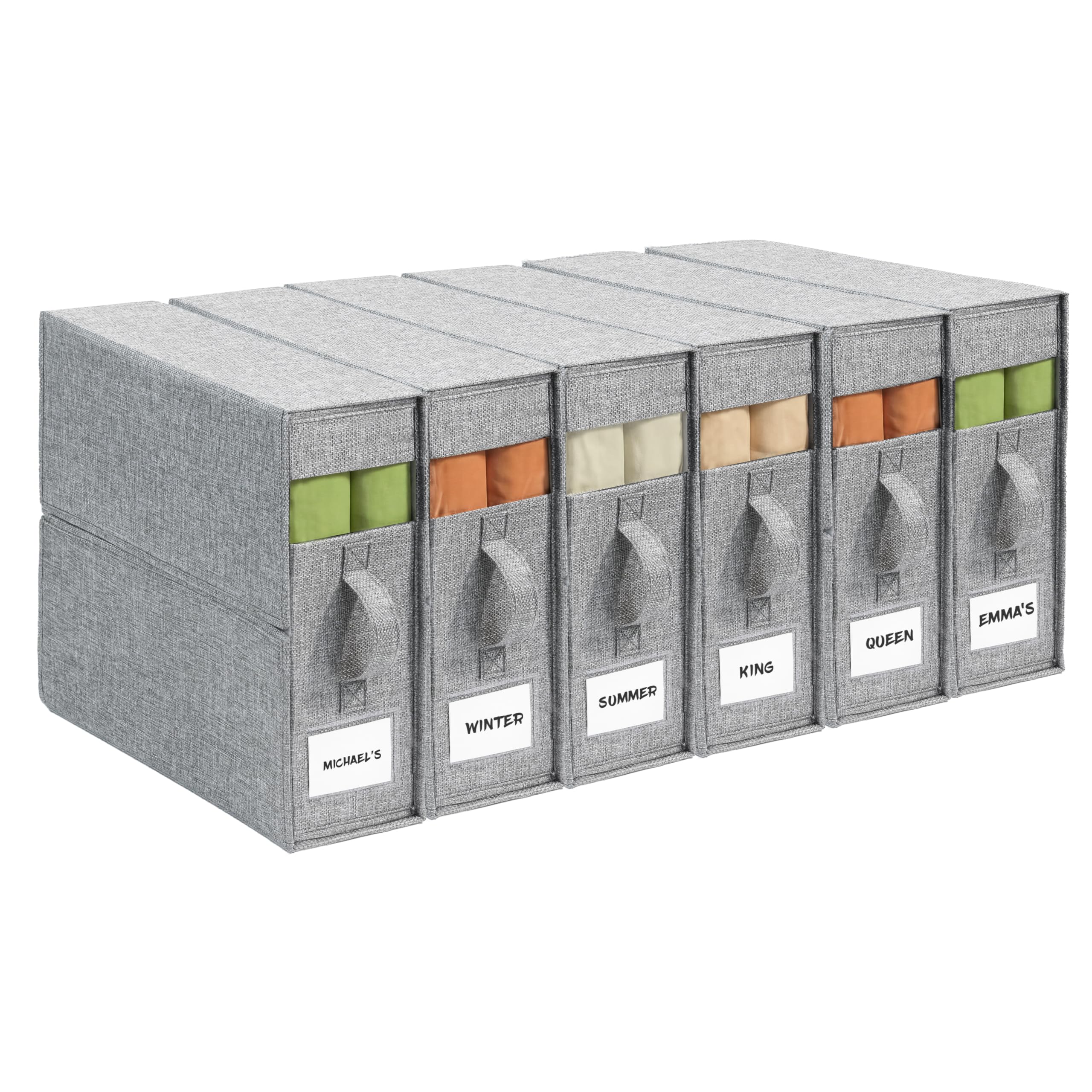 ZenStorage 6Pack Sheet Organizers with window view for easy king-size set identification.