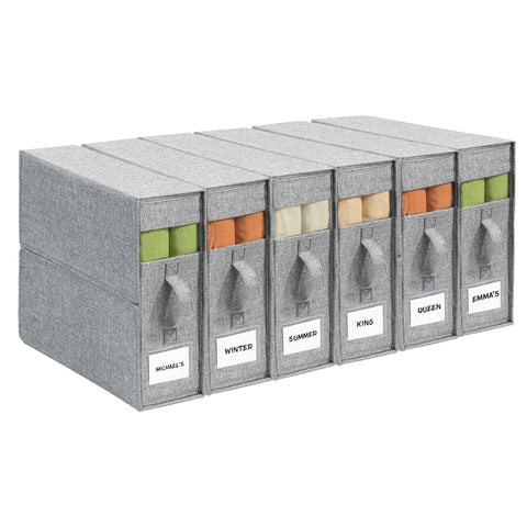 ZenStorage 6Pack Sheet Organizers with window view for easy king-size set identification.
