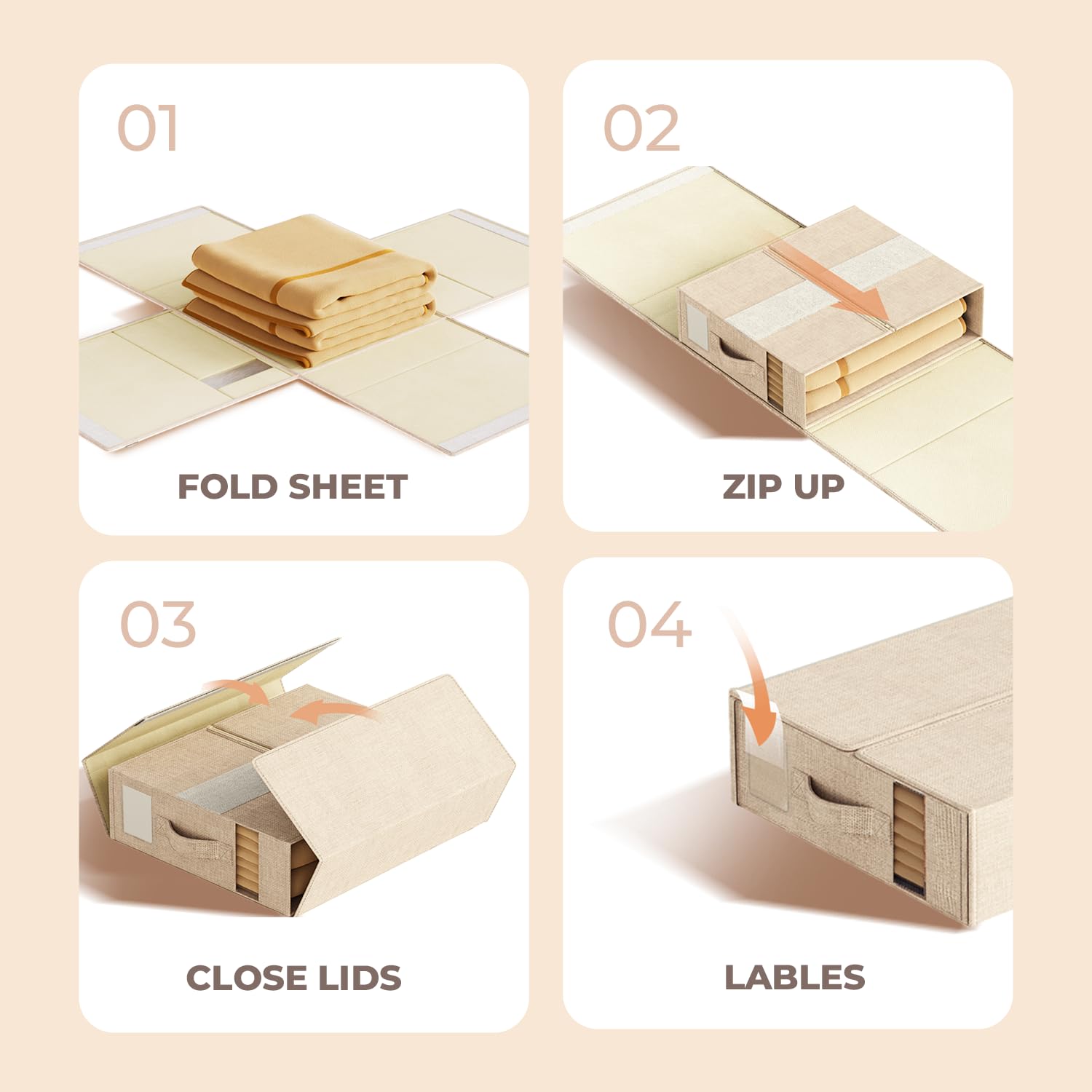 ZenStorage box measures 15.16 by 12.99 by 4.65 inches for king sets.
