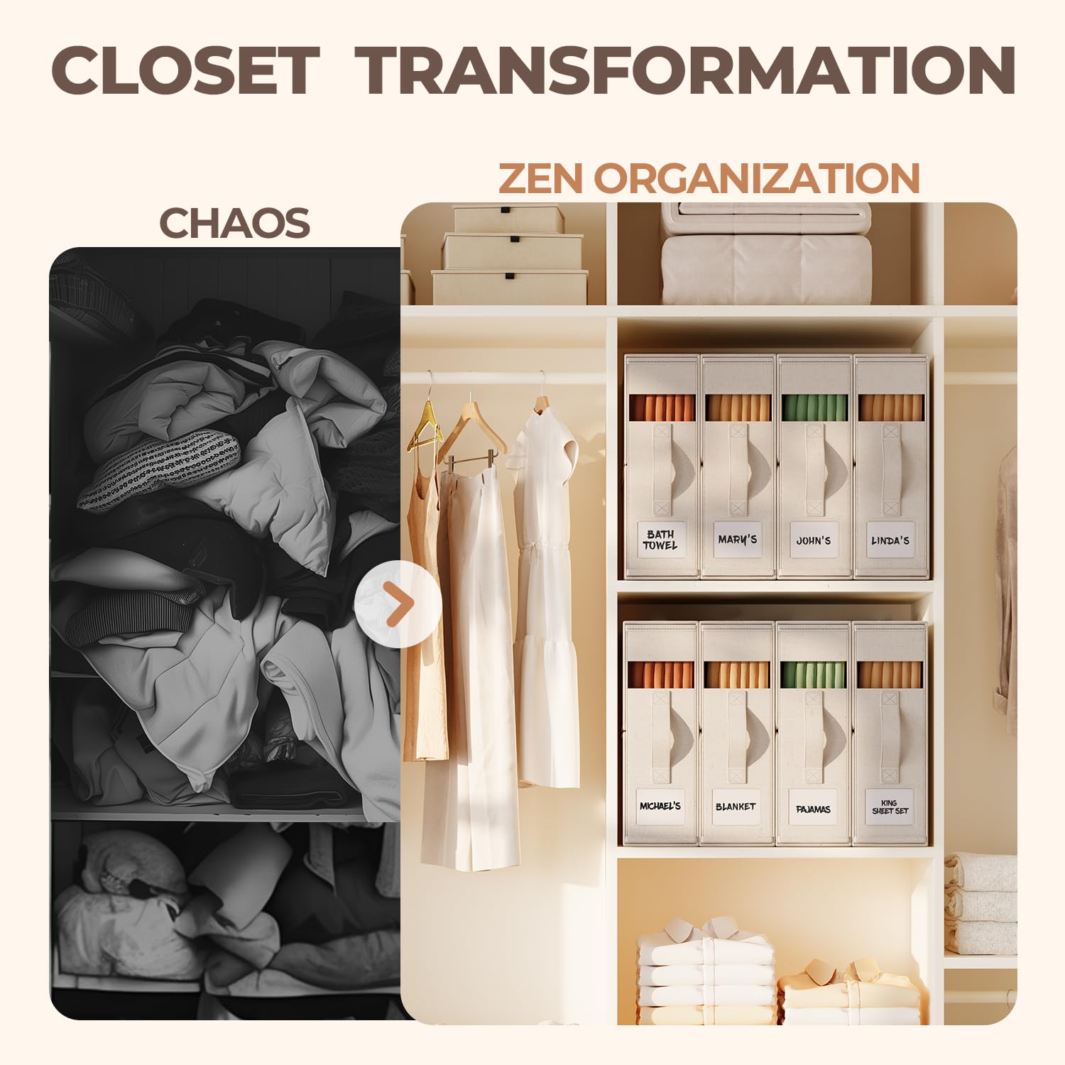 ZenStorage foldable sheet organizer with reinforced handles for easy access.