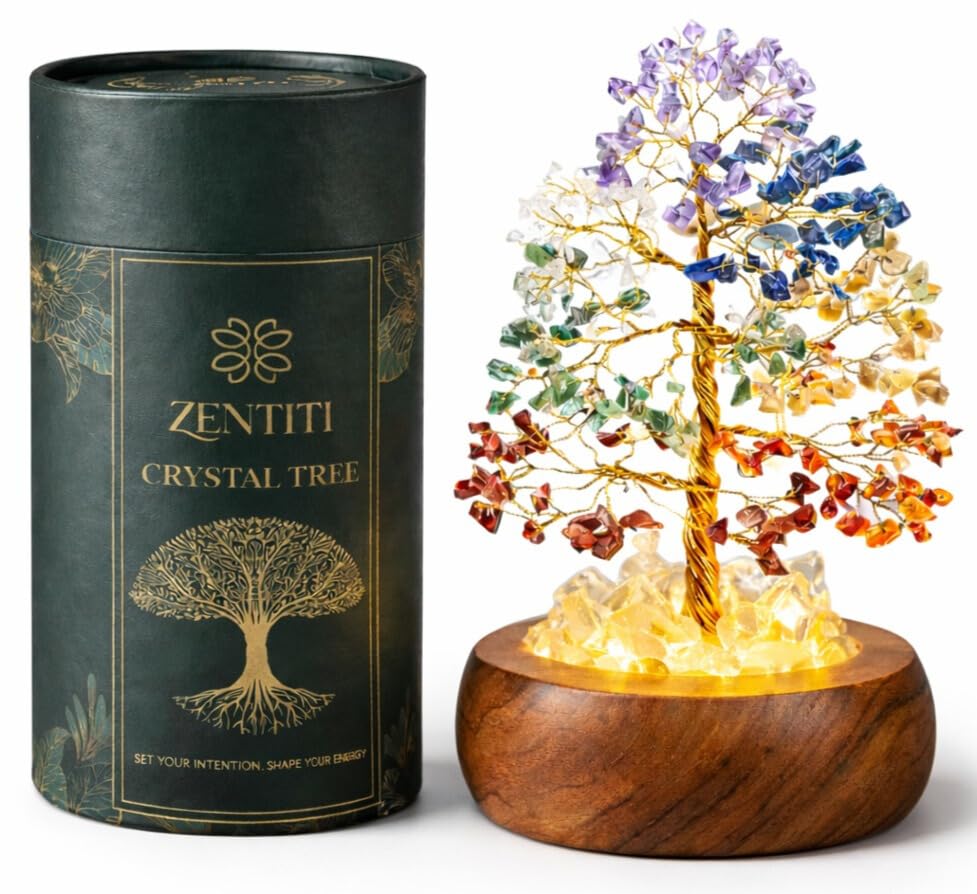 Zentiti 7 Chakra Crystal Tree base light creates gentle ambient glow