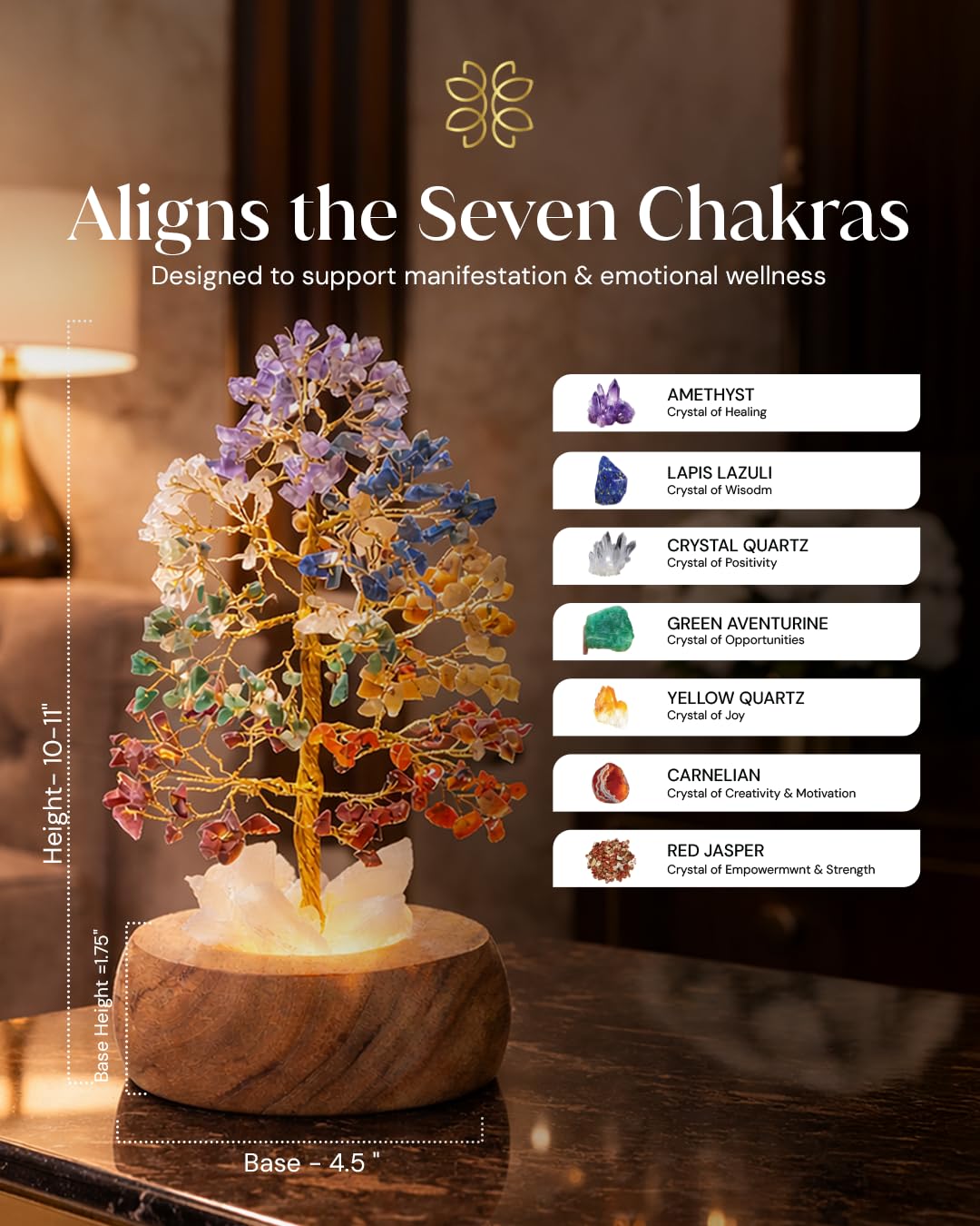 Zentiti Crystal Tree with quartz accents enhances room harmony