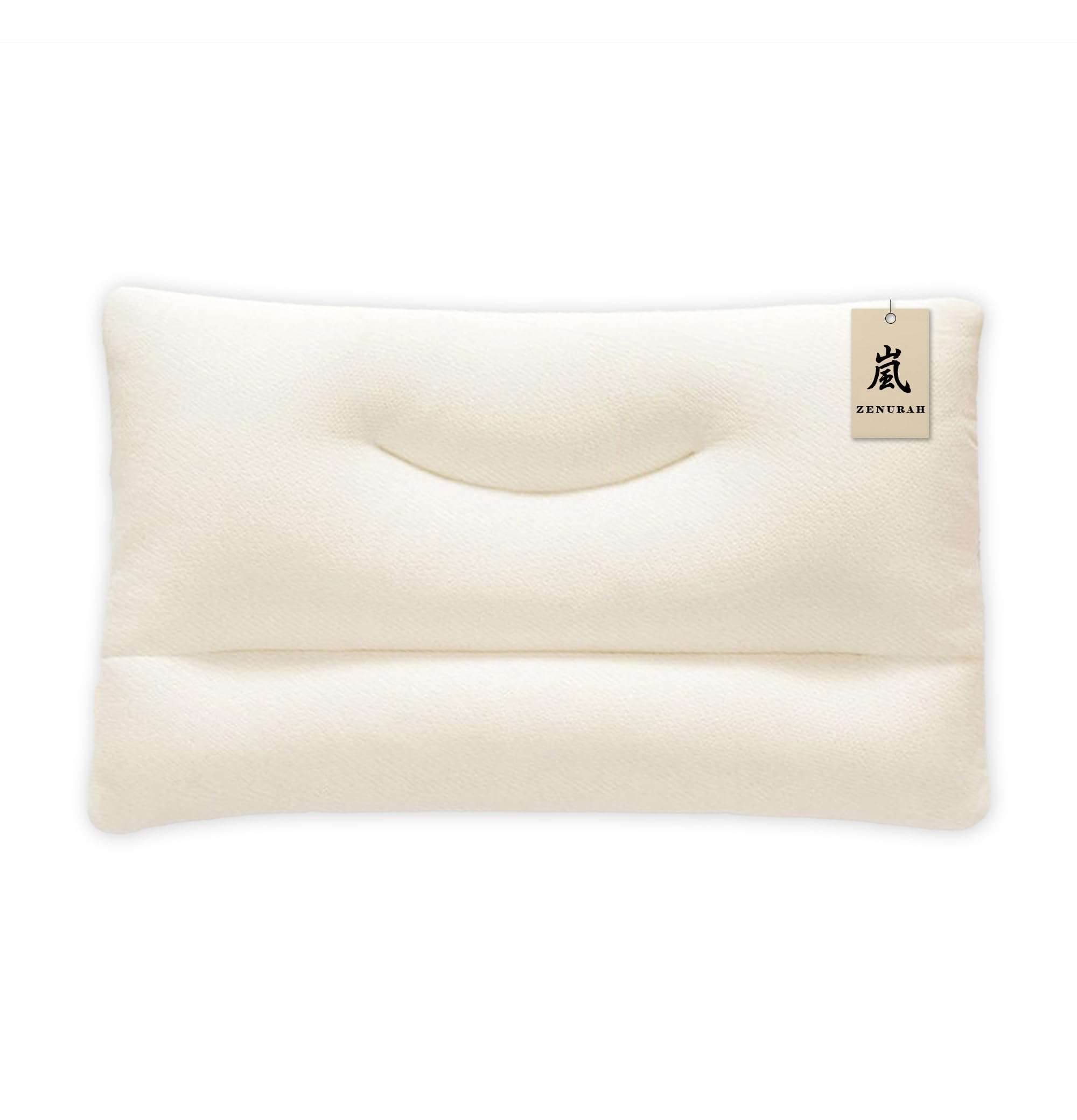 ZENURAH buckwheat pillow front view showing firm support for back sleepers