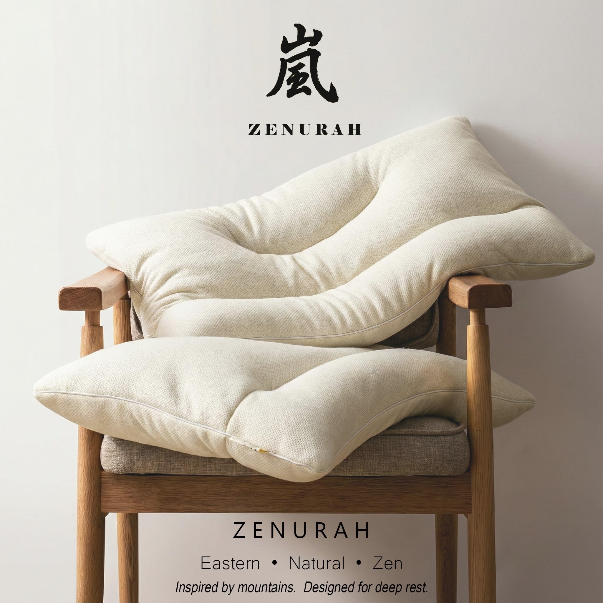 ZENURAH buckwheat pillow side profile highlights neck support for side sleepers