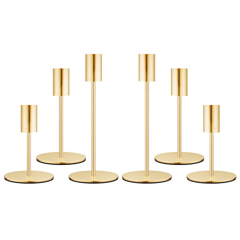zeochyni gold taper candle holders with a solid base for stable dining table decor