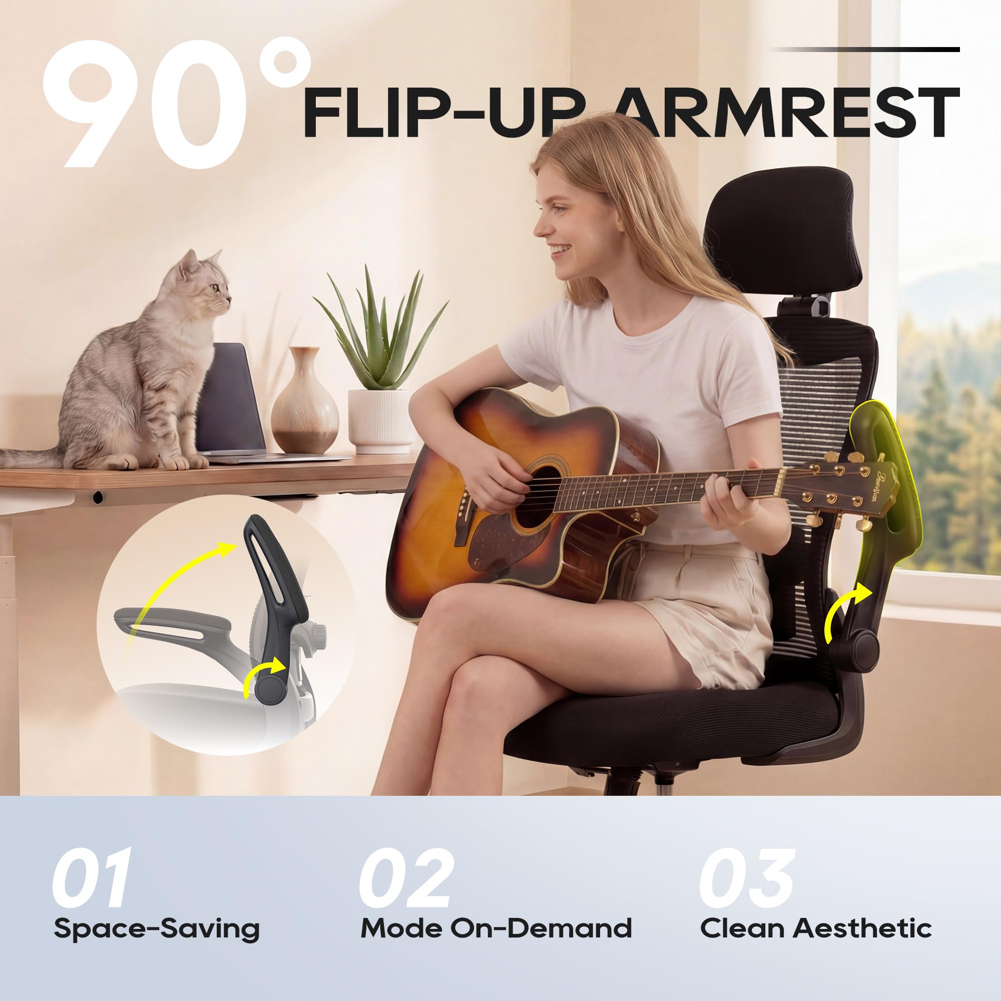 Zeonsit Office Chair 360-degree swivel for easy access to peripherals.