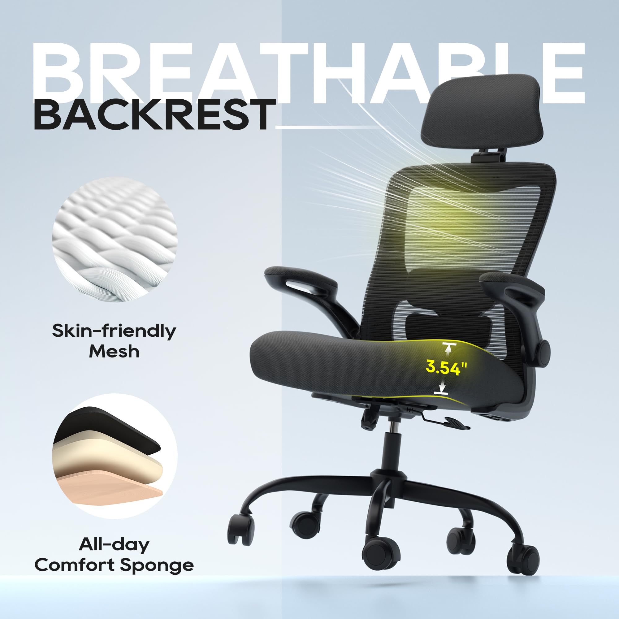 Zeonsit Office Chair heavy-duty frame supports up to 330 lb.