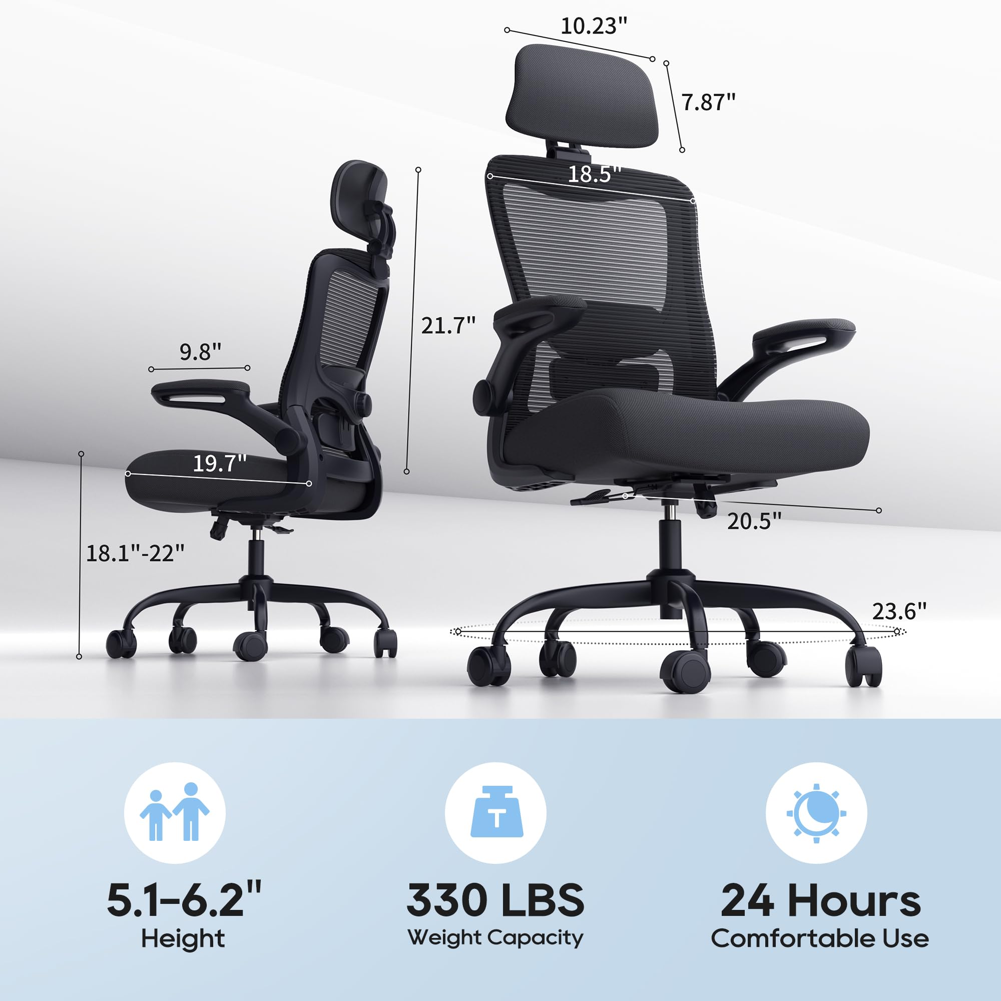 Zeonsit Office Chair quiet casters enable smooth office movement.