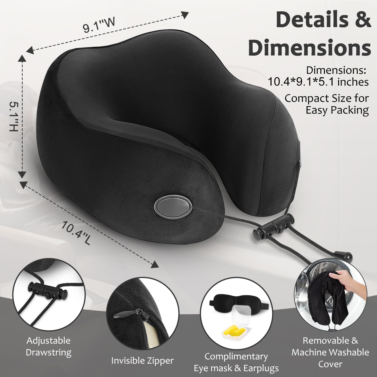 ZEOPRIX travel pillow eye mask included for enhanced on-the-go rest.