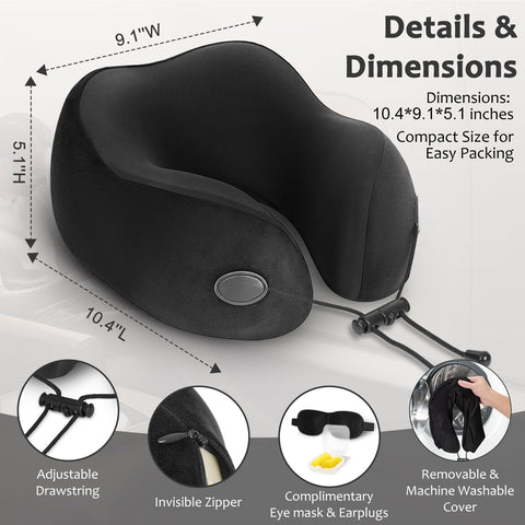 ZEOPRIX travel pillow eye mask included for enhanced on-the-go rest.