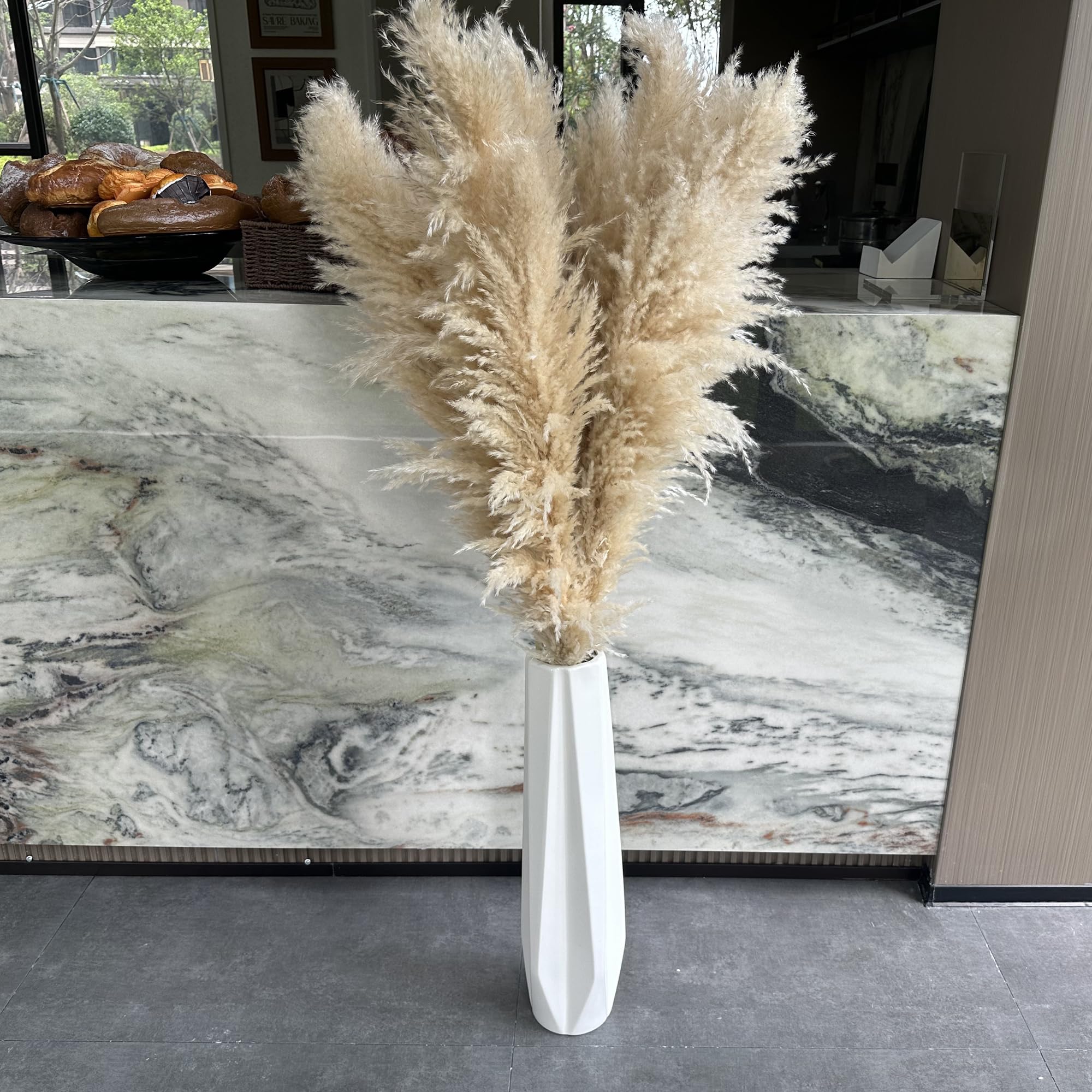 Zephynar pampas grass in floor vase for bold entryway decor