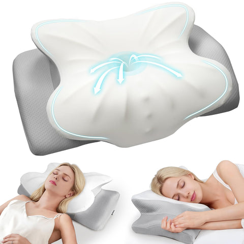 ZeroZillo cervical pillow contour design supports natural neck curve for better alignment.