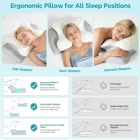 ZeroZillo ergonomic neck support for versatile sleeping positions.