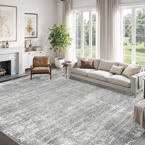 zesthome 8x10 area rug with abstract grey pattern, non-slip backing for safe, stable high-traffic spaces