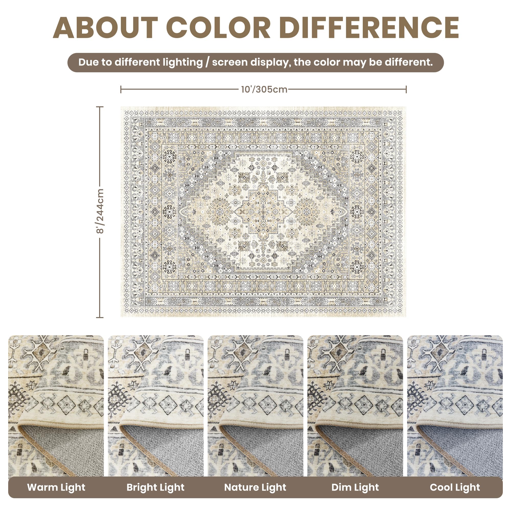 Zesthome beige geometric 8x10 rug enhances modern living spaces.