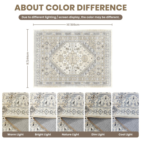 Zesthome beige geometric 8x10 rug enhances modern living spaces.
