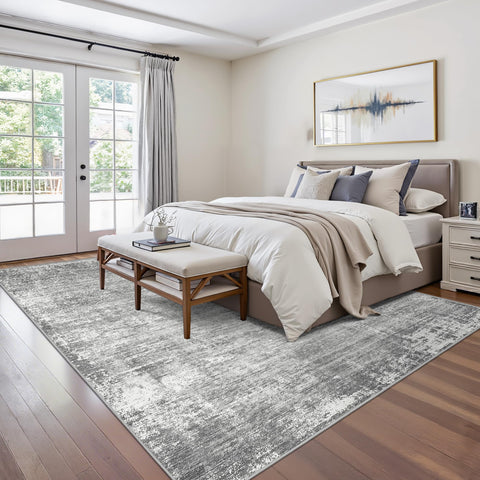 Zesthome machine-washable rug 5x7 grey for quick cleanups.