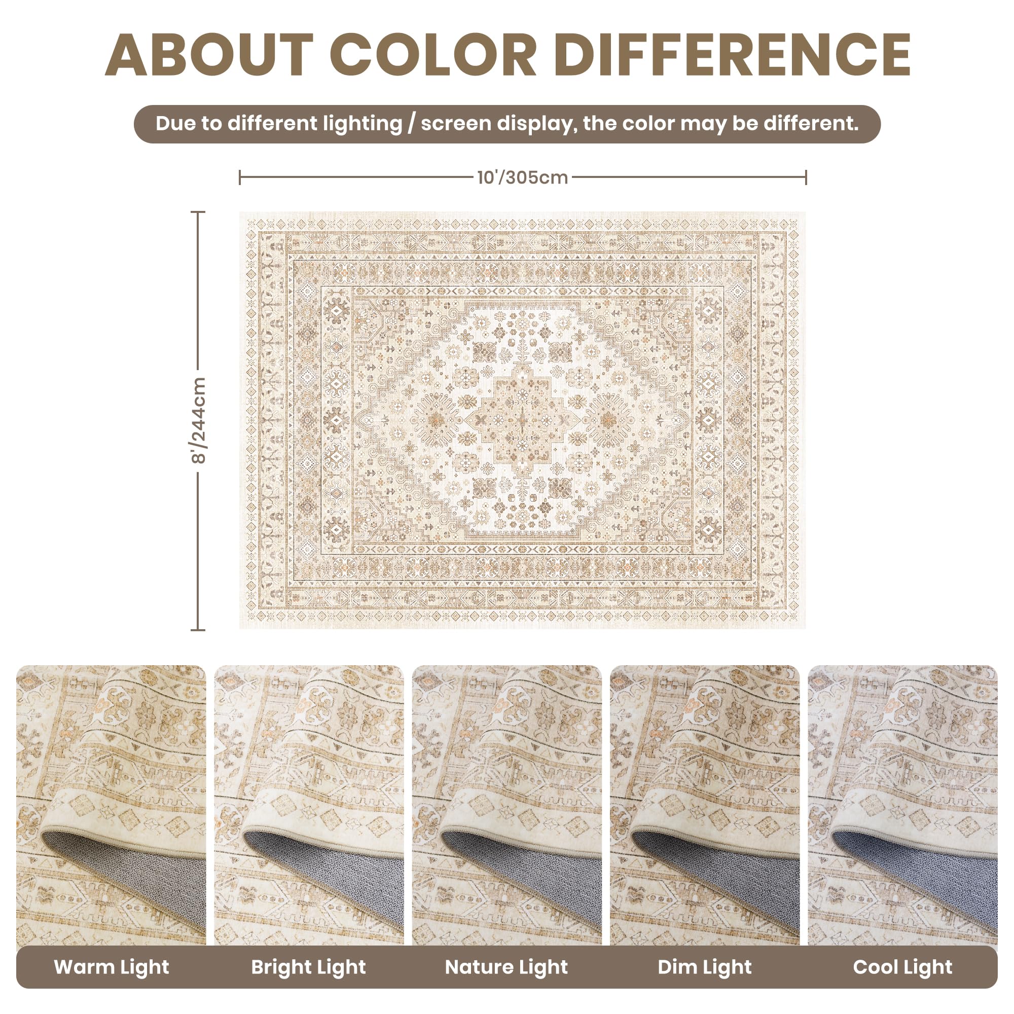 Zesthome rug showing non-slip backing for stability on hardwood floors.