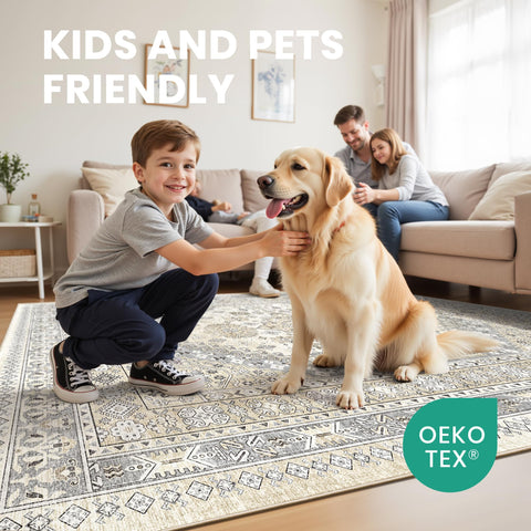 Zesthome non-slip backing keeps the rug in place on floors.