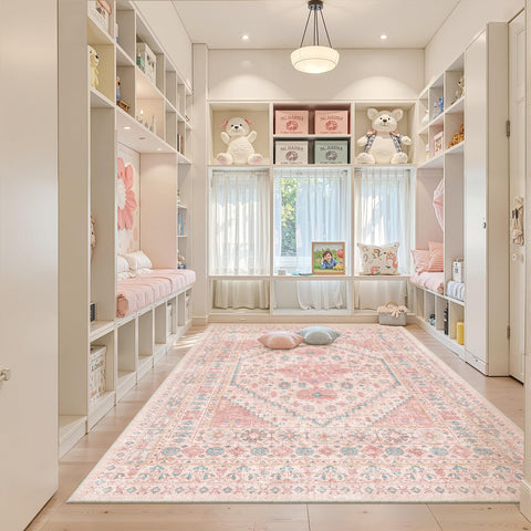 Zesthome Pink Rug durable for busy families in high-traffic spaces