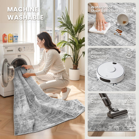 Zesthome stain-resistant rug 5x7 grey resists everyday spills with simple cleaning.