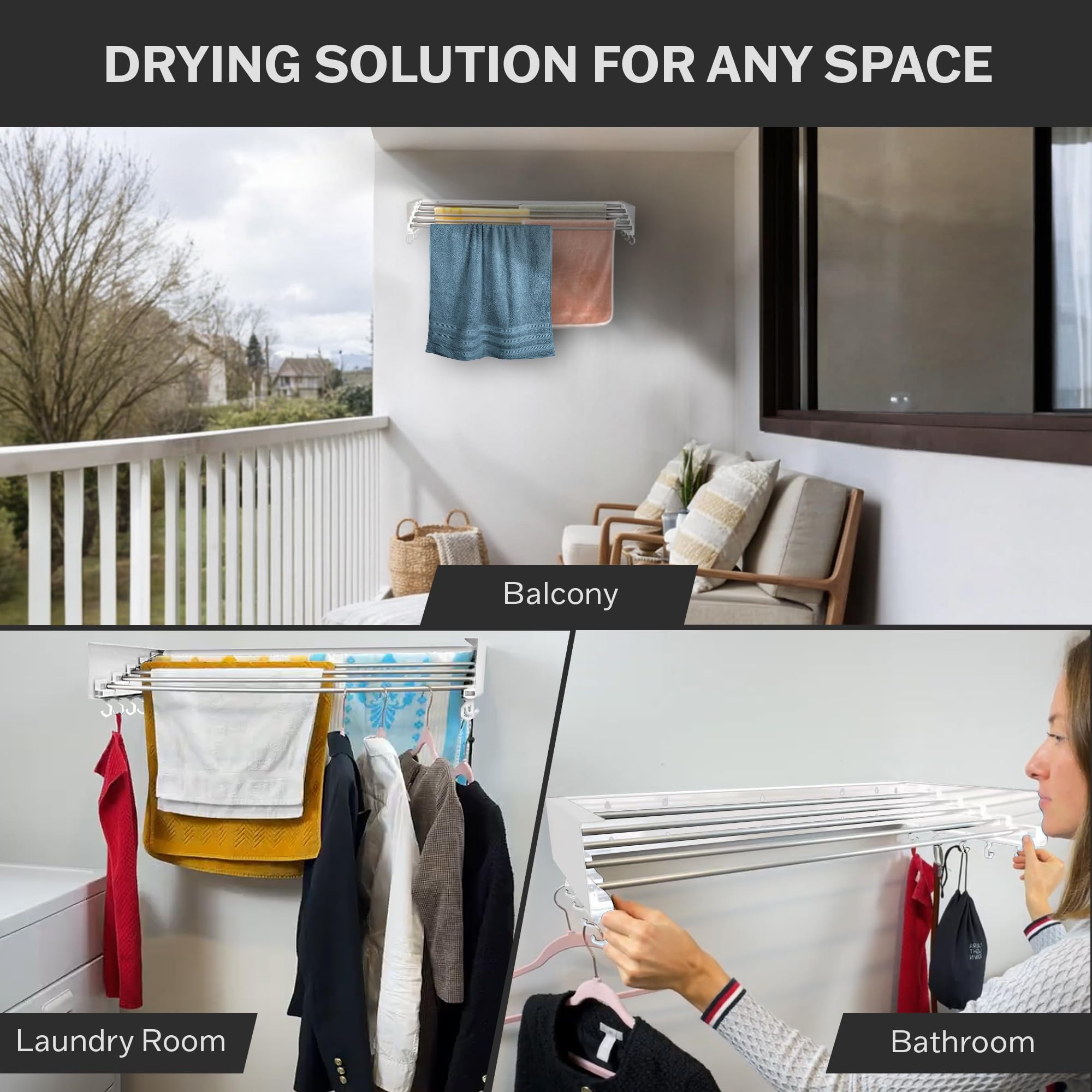 Zetez retractable design saves space in small laundry areas