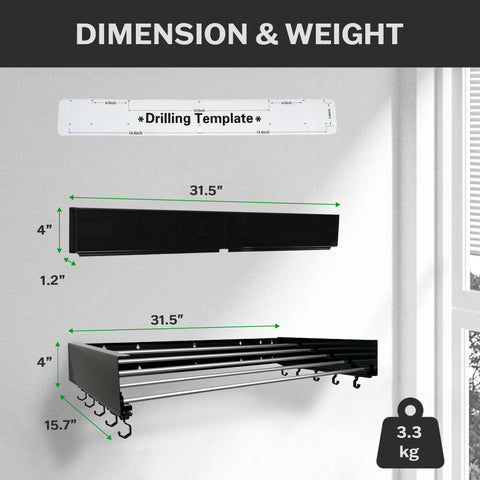 Zetez rack shows five aluminum rods for robust garment hanging options.