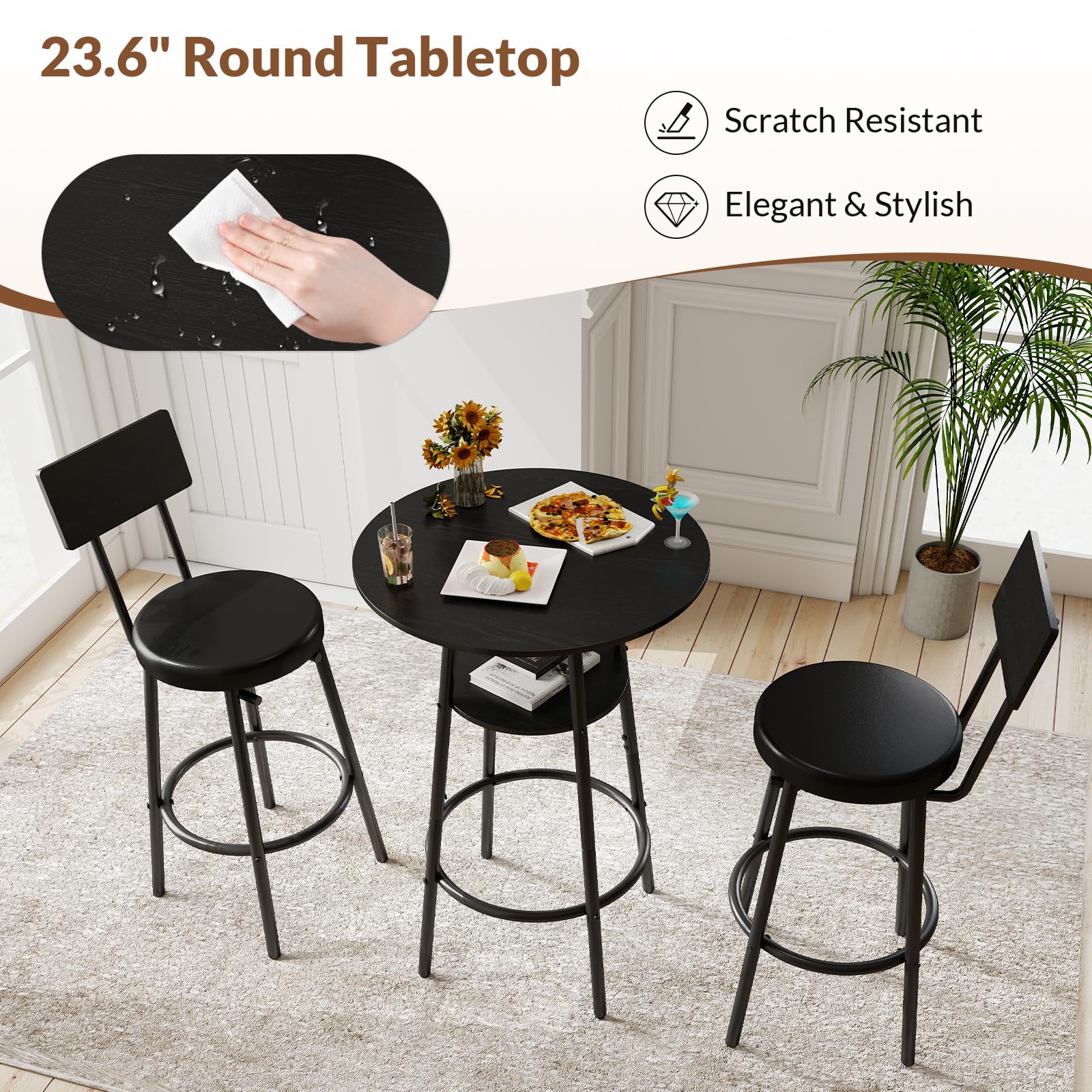 Zevemomo stools with backrests offer ergonomic seating and support.