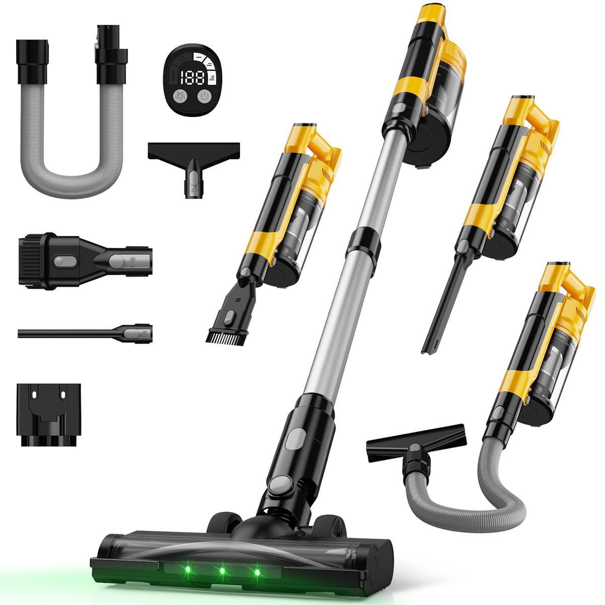 ZEXAPE cordless vacuum showing DeWalt compatibility for flexible power options