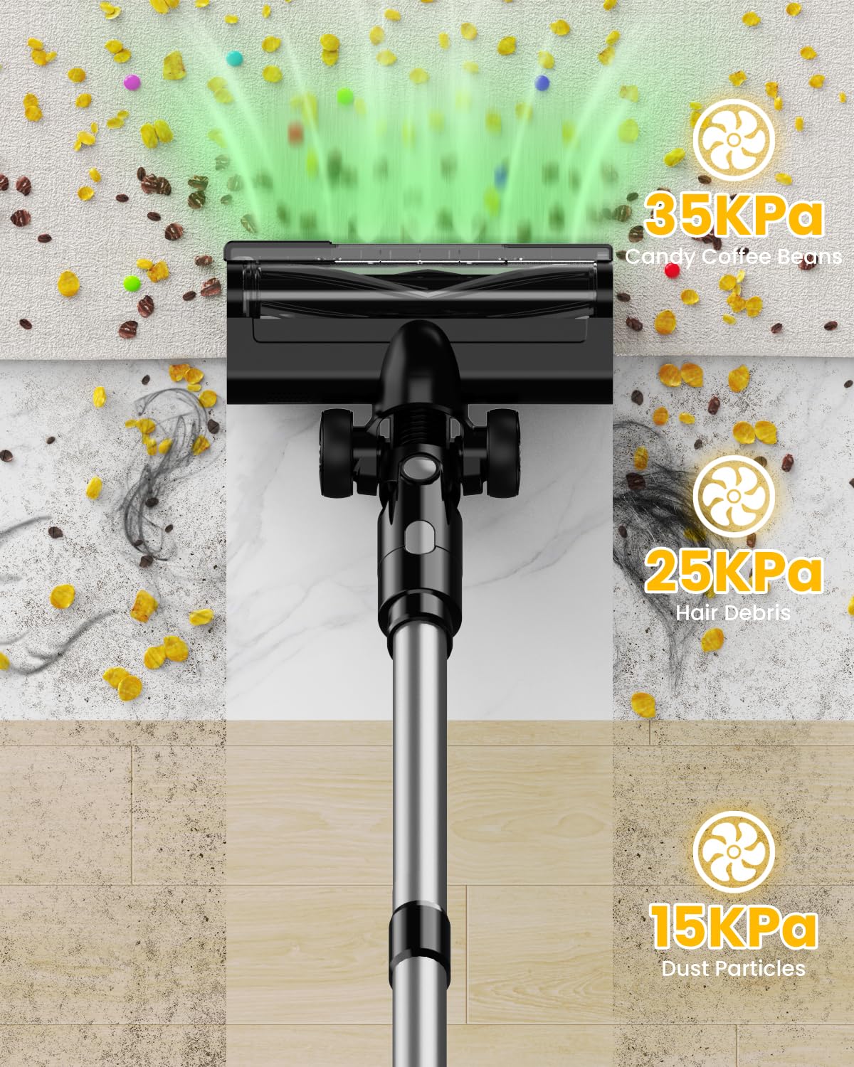 ZEXAPE LED motorized floor brush illuminates hidden dust for thorough cleaning