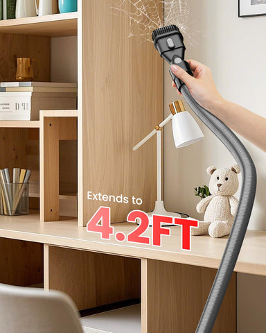 180-degree swivel and 90-degree tilt reach tight corners easily.