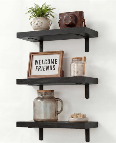 Zexigtau easy install wall shelves set of 3 with brackets for versatile storage.