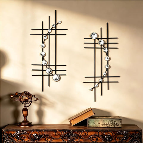 ZEXUIRU silver abstract wall art two-piece set displayed above a sofa