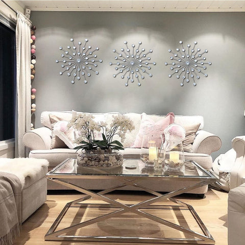 ZEXUIRU sunburst wall art 13.5 inch diameter, ideal above sofa or bed.