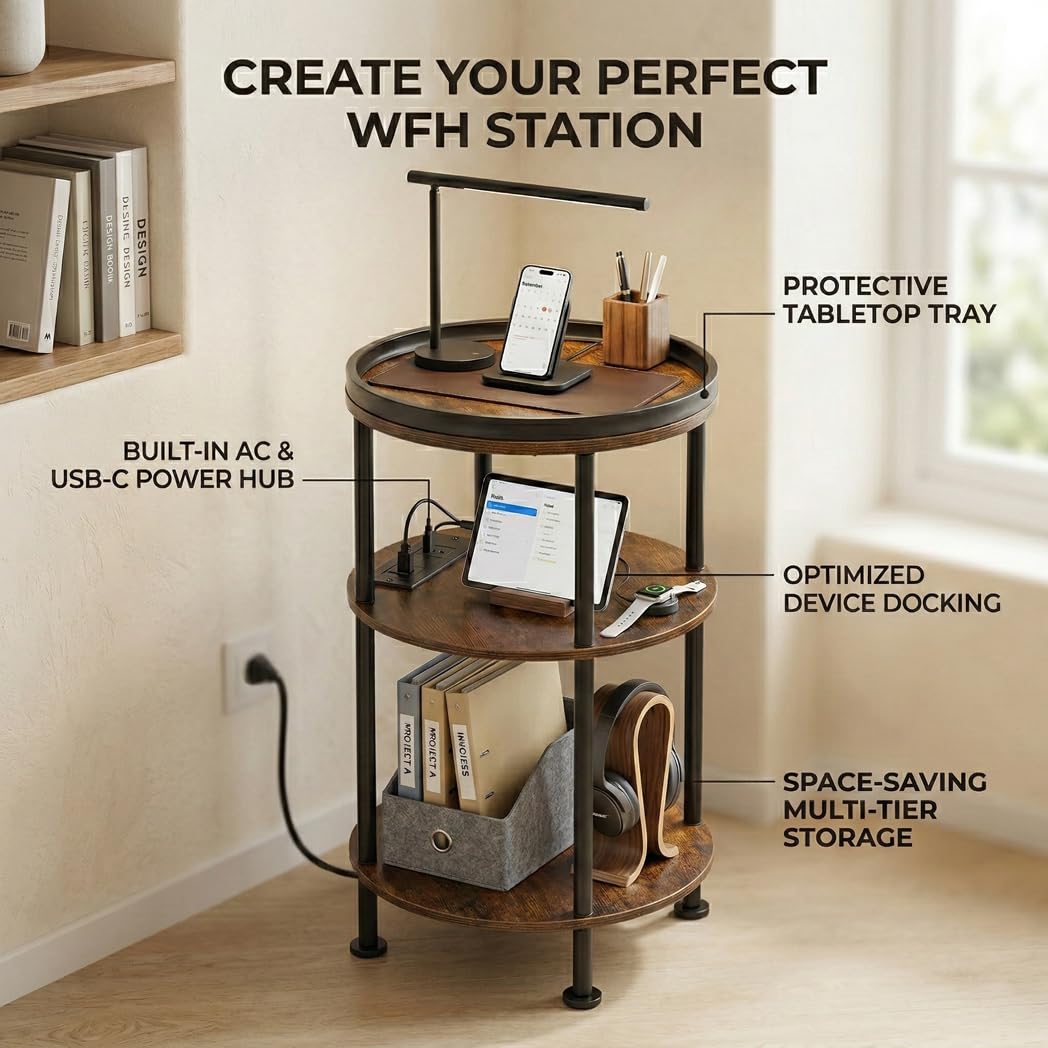 ZEXVIDA bedside setup featuring charging station and storage space.