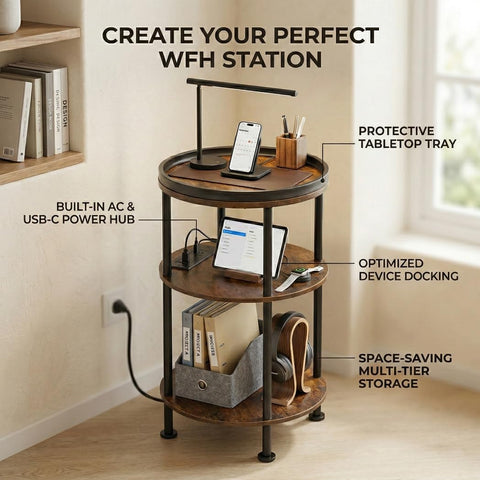 ZEXVIDA bedside setup featuring charging station and storage space.