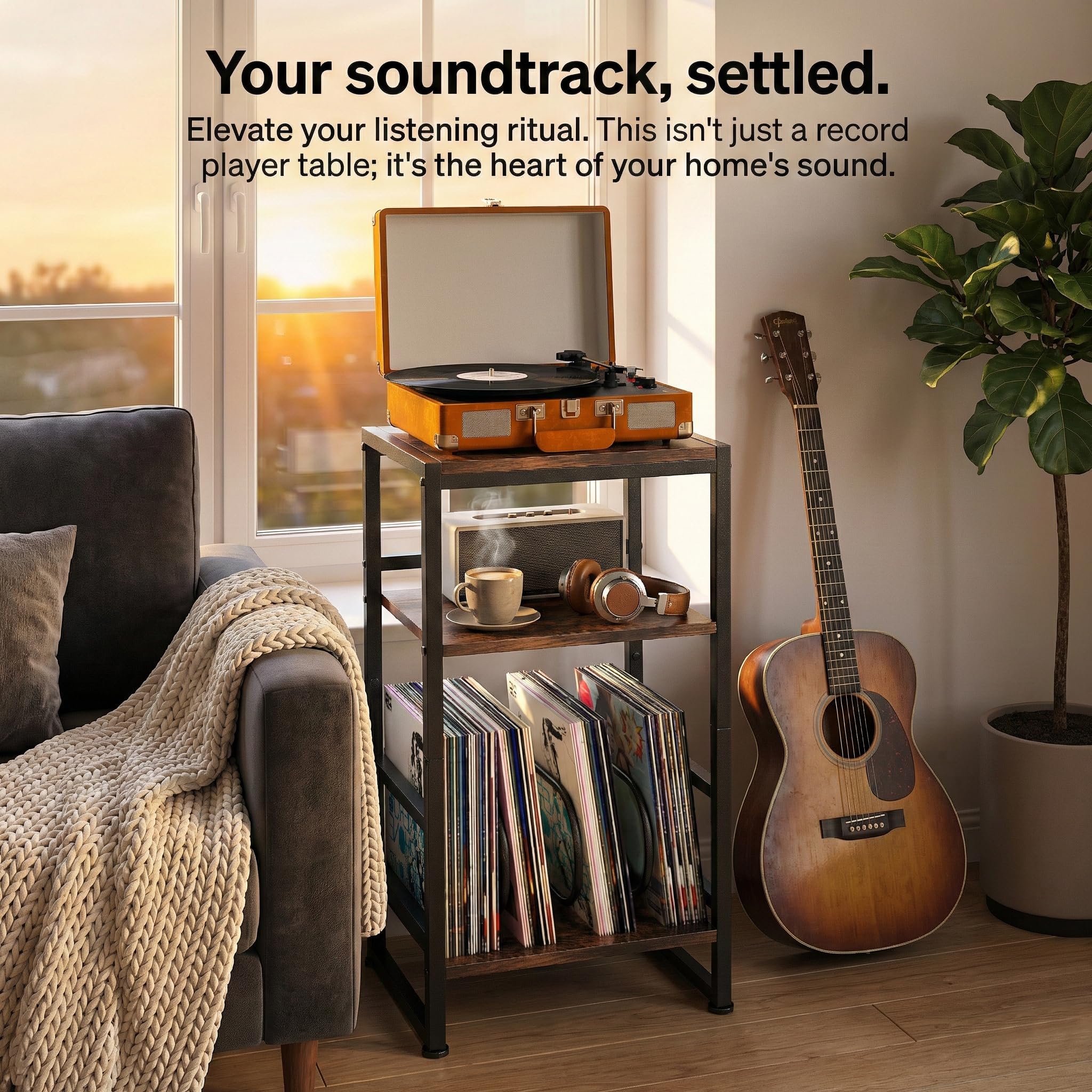 Anti-scratch feet protect floors during playback