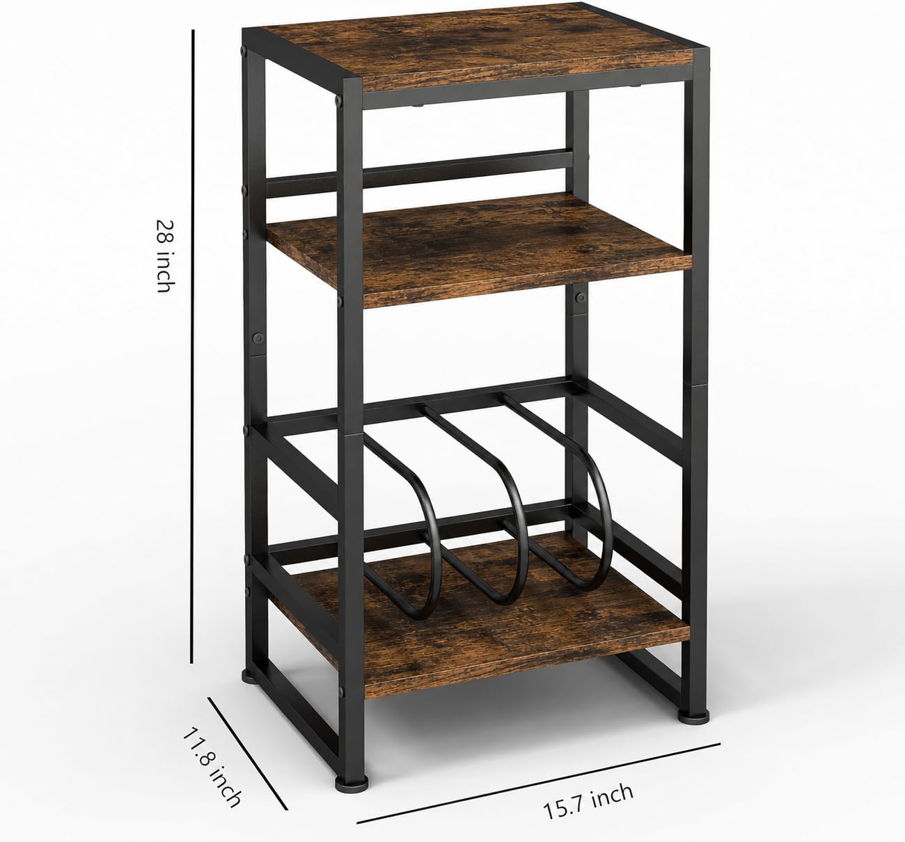 U-shaped dividers on bottom tier for genre sorting and upright LPs
